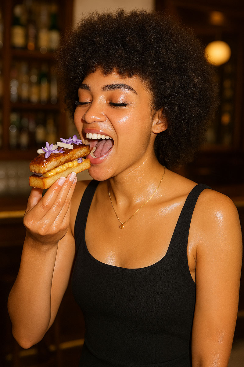 Pamplona celebra su primera Ruta del PintxoPato: Financiers de pato, con base de manzana reineta y foie, propuesta de La huerta de chica