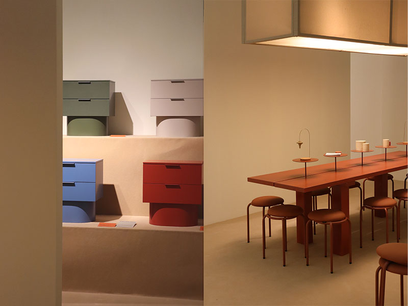 Módulos de almacenaje Wally en distintos colores como parte de las novedades Teulat en Feria Hábitat Valencia 2025