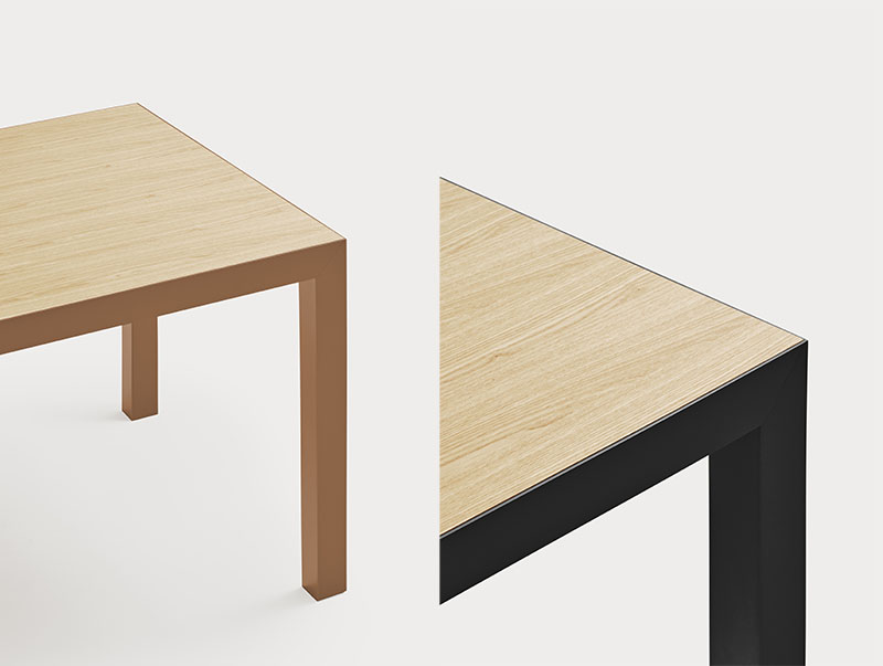 Detalle de la mesa Alma en dos acabados dentro de las novedades Teulat en Feria Hábitat Valencia 2025