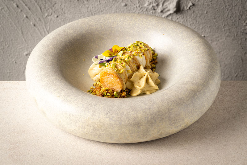 Milhojas de pistacho de Ekö Bistró