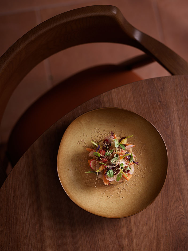 Presentación de un plato en el Restaurante Forno da Telha de Évora