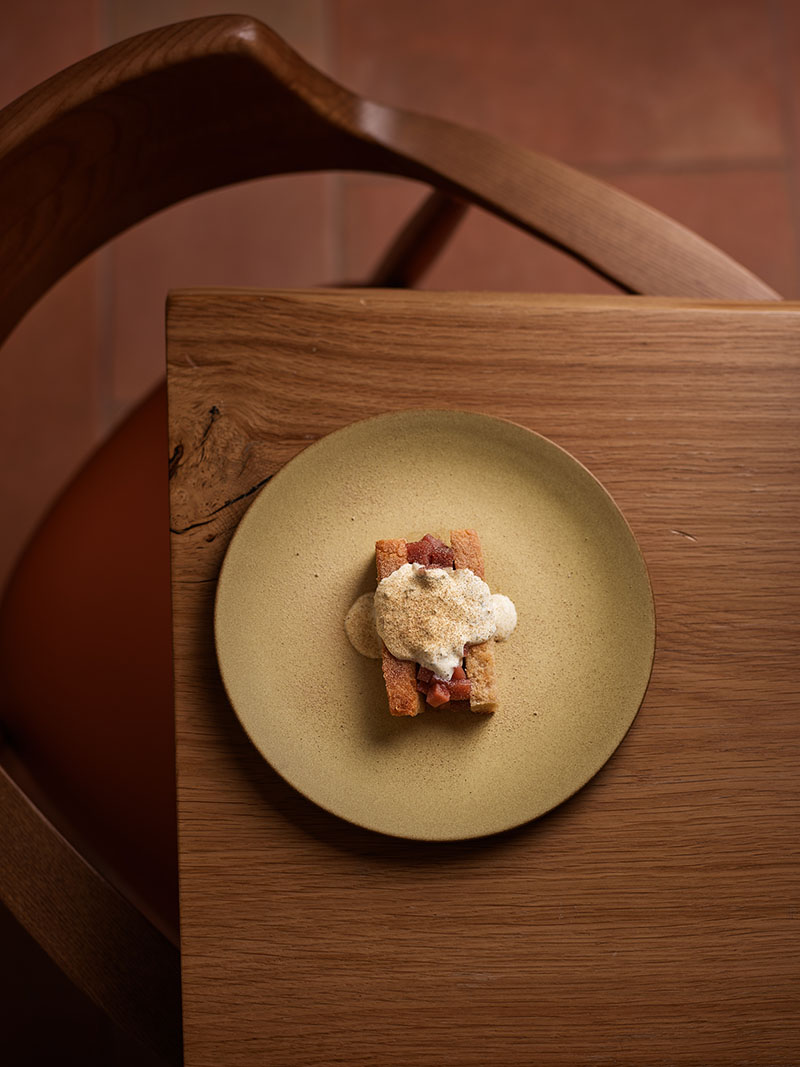 Postre servido en el Restaurante Forno da Telha de Évora