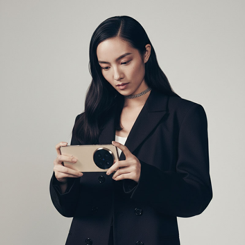 Vivo X300 Pro: euna chica hace fotos con el móvil