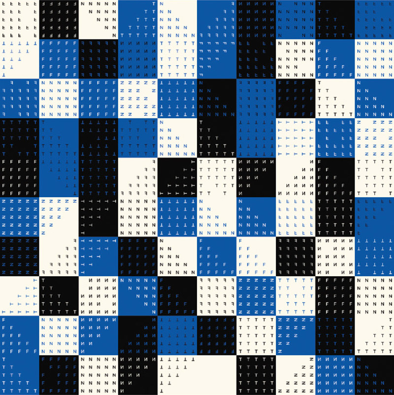 Imagen de cuadricula en azul, negro y blanco