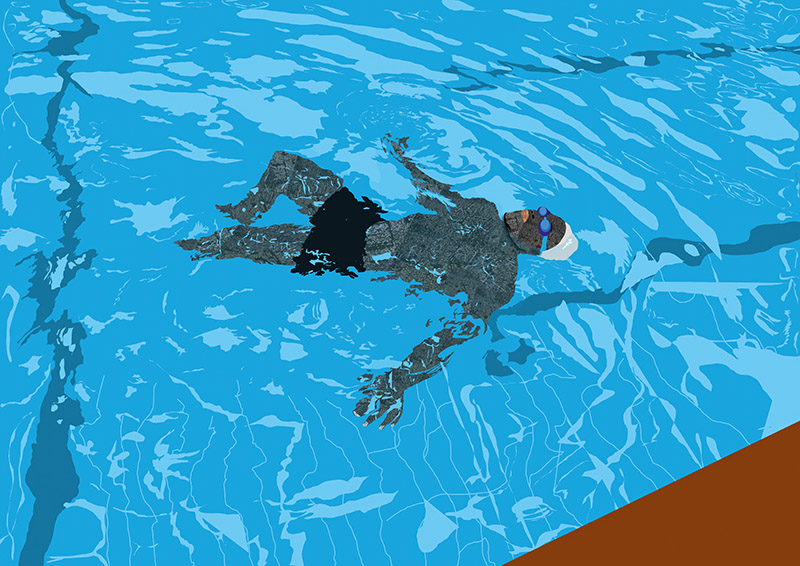 Imagen digital de un hombre en la piscina