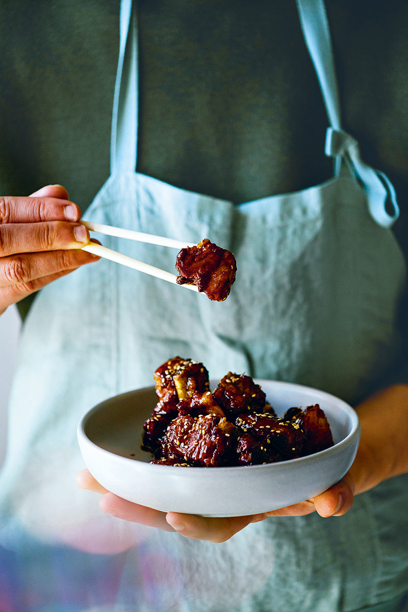 Libro de gastronomía china, rectas e historia. un plato con costillas de cerdo