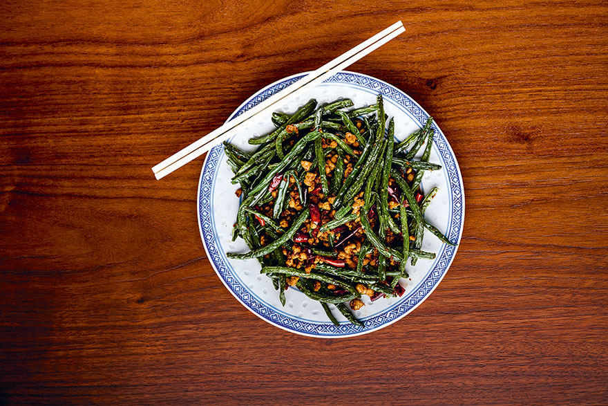 Libro de gastronomía china, rectas e historia. plato de judias