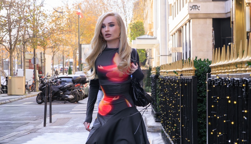 look kim petras desigual vestido negro