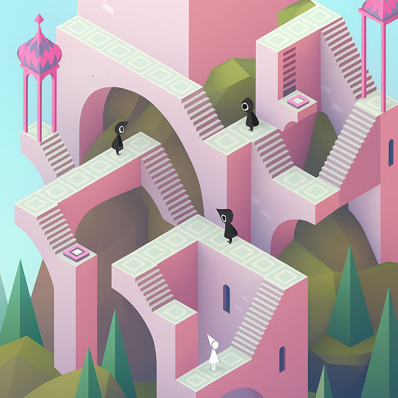 Mega. Las 7 maravillas del mundo digital muestra el escenario arquitectónico del videojuego Monument Valley