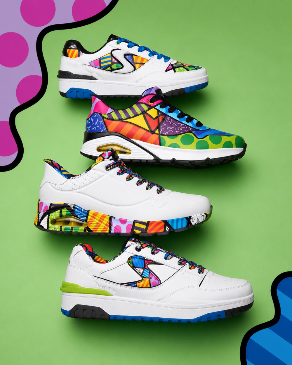 Romero Britto pinta con mucho color las mejores Skechers