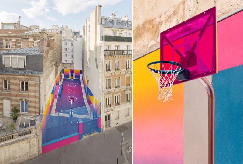 Pigalle e Ill-Studio colorean una cancha de baloncesto