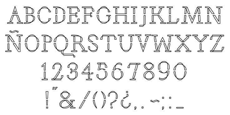 Tipografía gratuira Alfeñique: una tipografía de letras huecas.