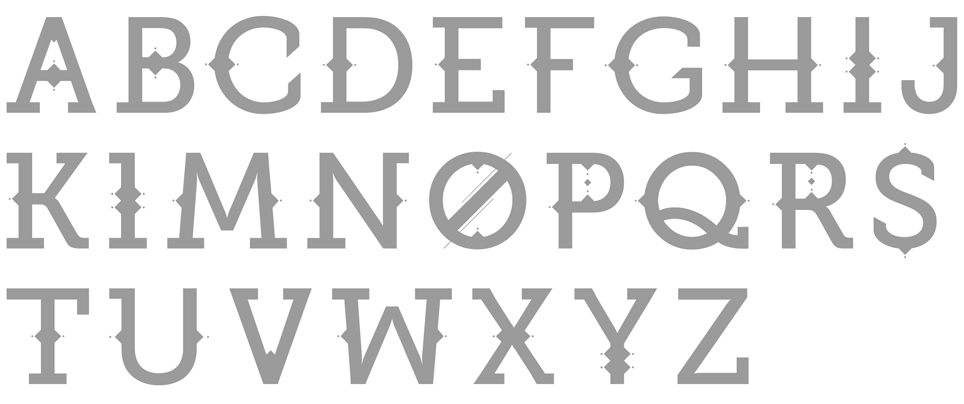 Tipografía gratuita Joker: una fuente con figuras geométricas a modo de decoración.