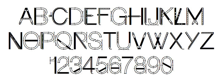Tipografía gratuita Craftfont: una fuente realizada con lápices y reglas.